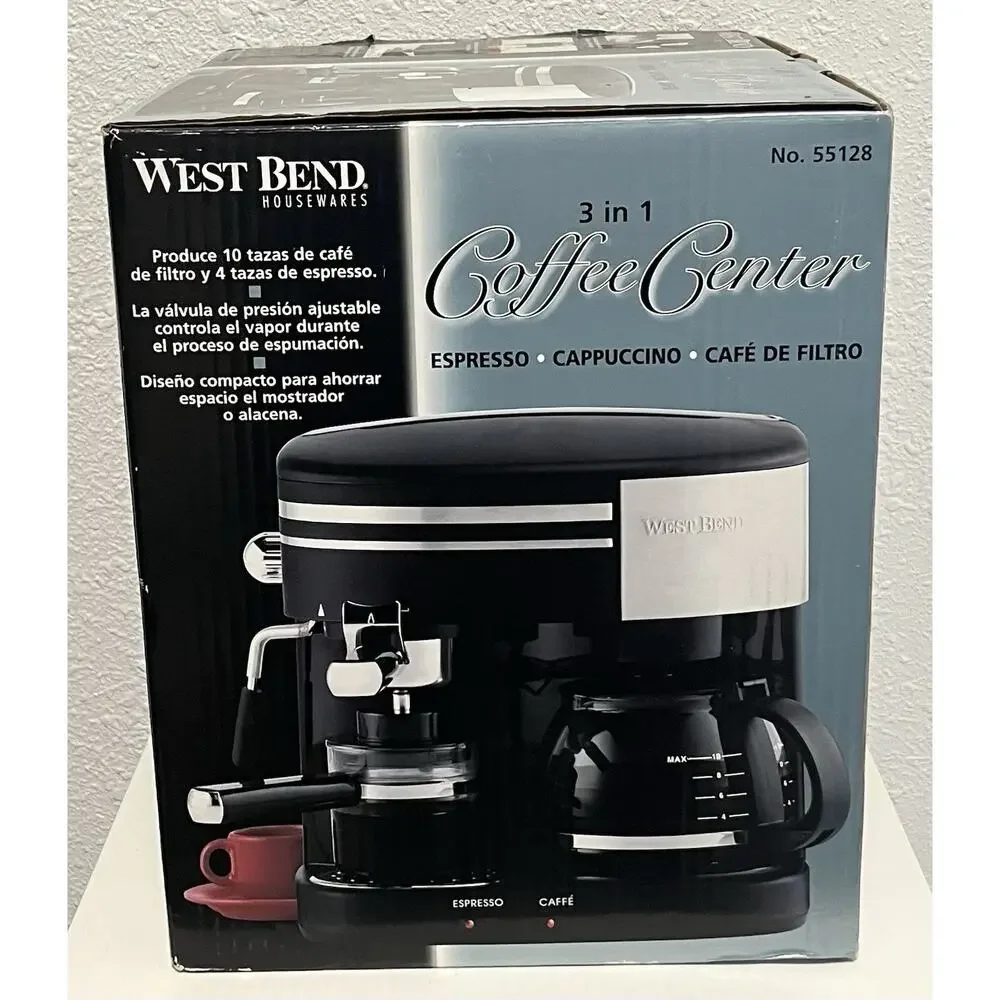 West Bend 55128 3-in-1 Coffee Center Espresso Cappuccino Drip New In Box NIB